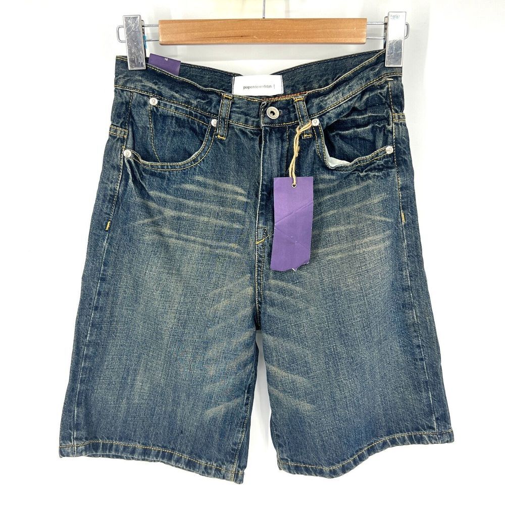 PAPER DENIM & CLOTH Jean Shorts Boys Size 16 Denim Blue Medium Wash‎ Bleach NWT
